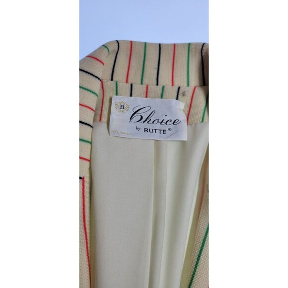 Vintage 80s Womens Size S Blazer Beige Stripped Open Jacket CHOICE by BUTTE - Picture 9 of 16